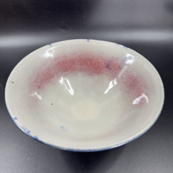 Vintage 1950s Japanese Pottery Hand Made Dish Bowl Red Splatter Glaze Signed - Picture 11 of 14